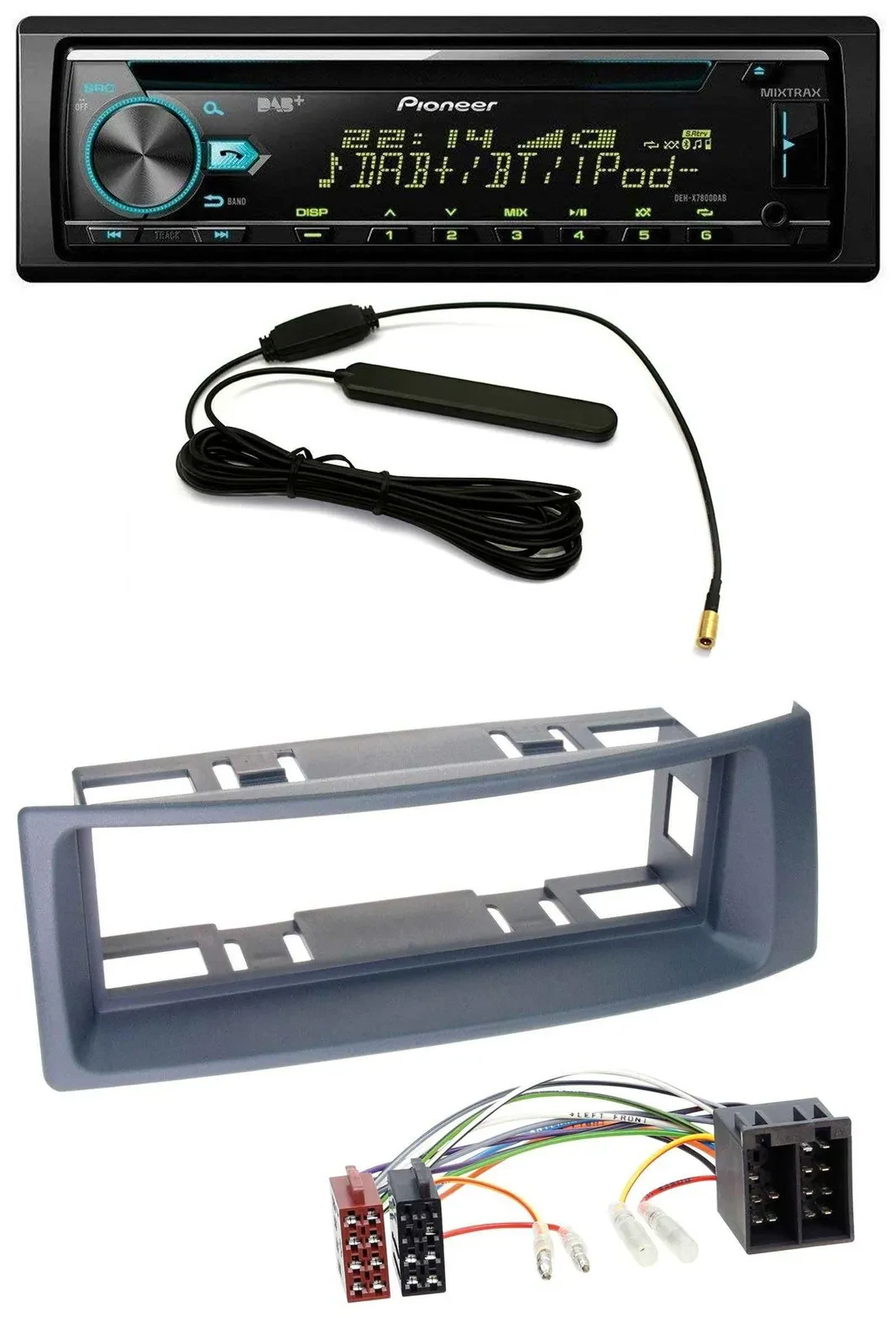 Pioneer CD MP3 AUX DAB USB Autoradio für Renault Scenic Megane bis 03 grau