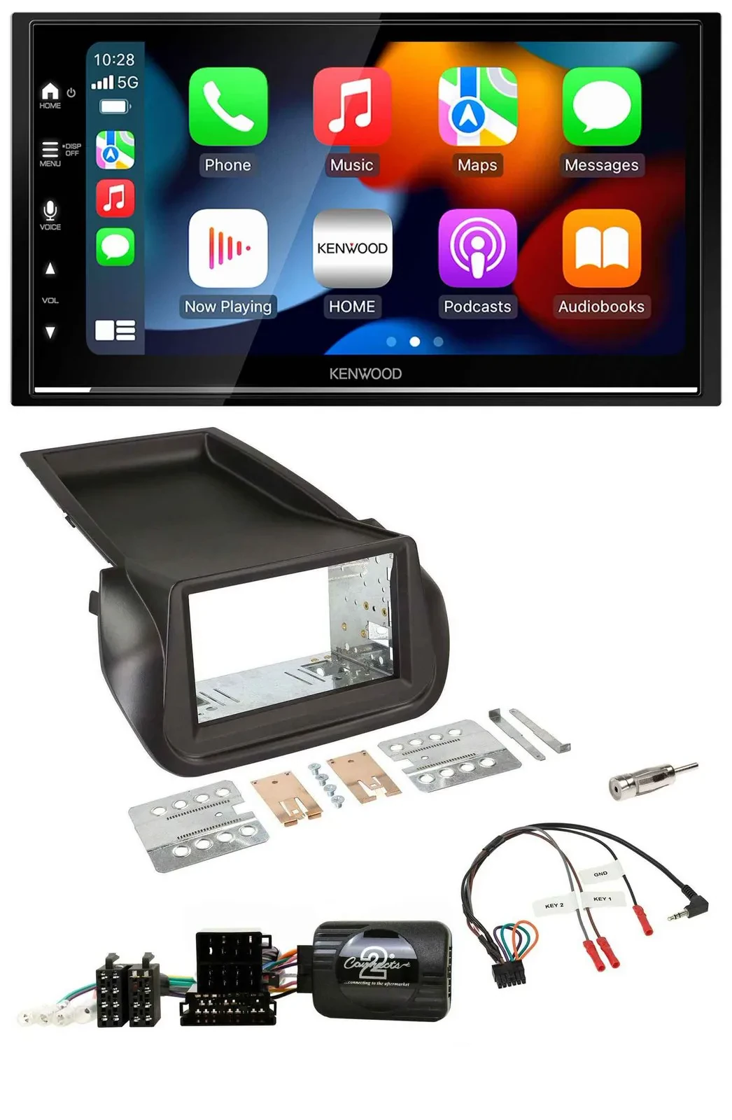 Kenwood DAB USB Bluetooth 2DIN Lenkrad Autoradio für Citroen Nemo Fiat Fiorino P