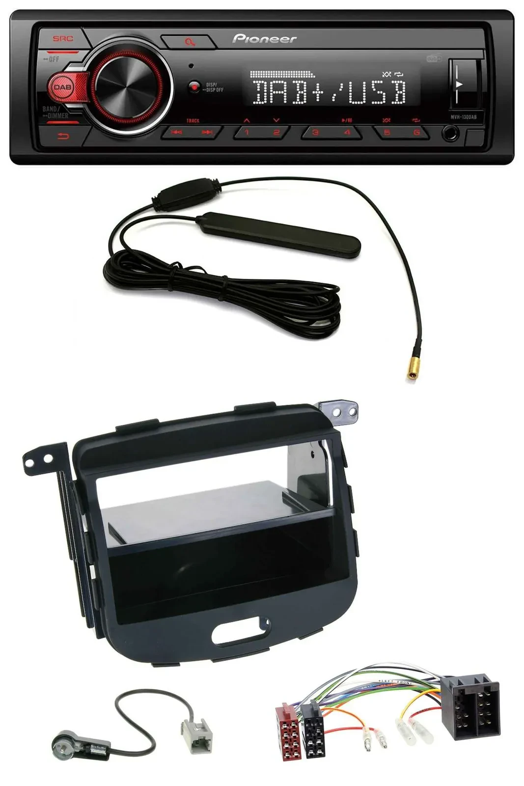 Pioneer MP3 DAB 1DIN AUX USB Autoradio für Hyundai i10 2008-2013 Rubber Touch