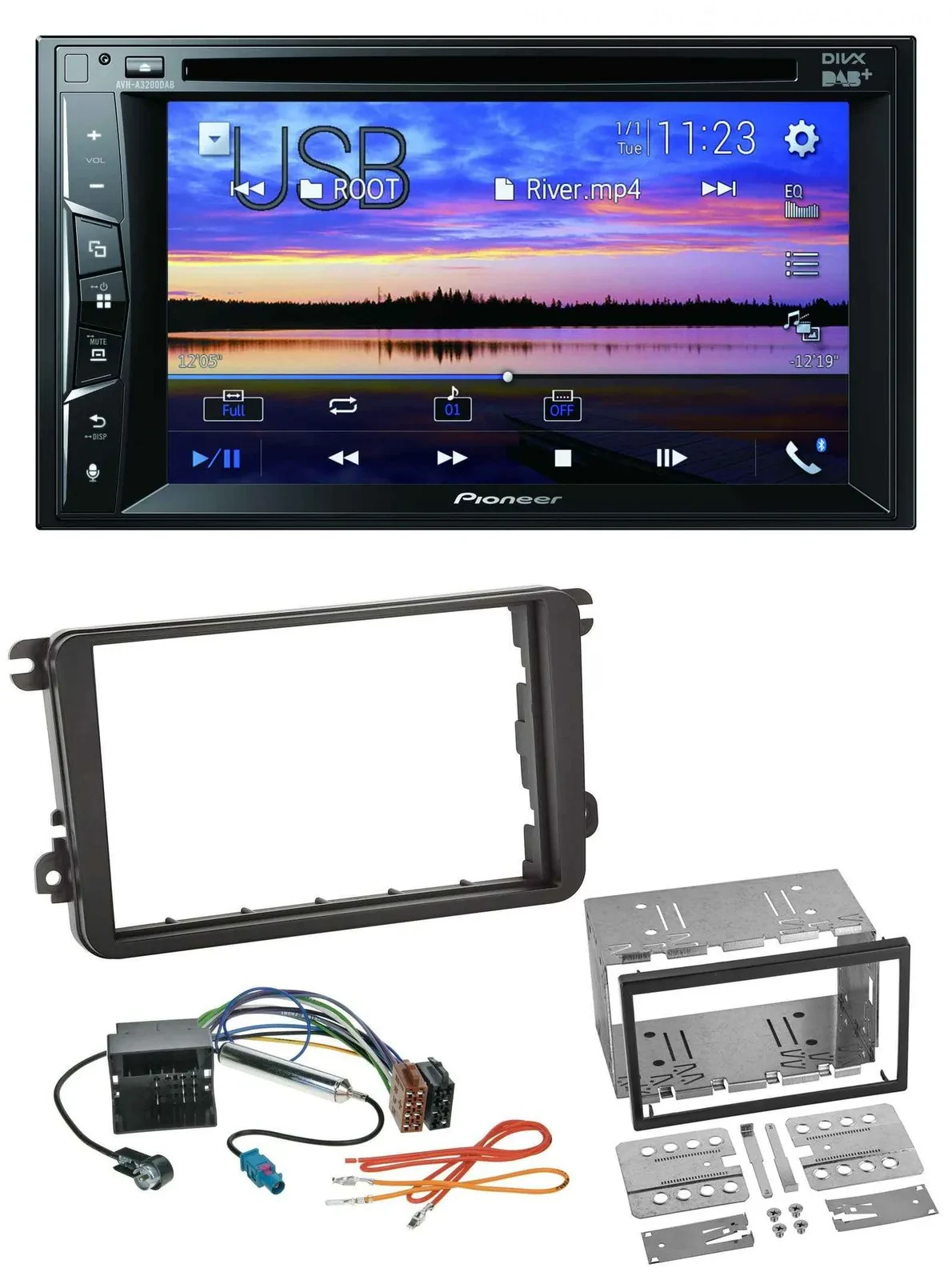 Pioneer Bluetooth 2DIN USB DVD DAB MP3 Autoradio für VW Passat 05-14 Polo 09-14