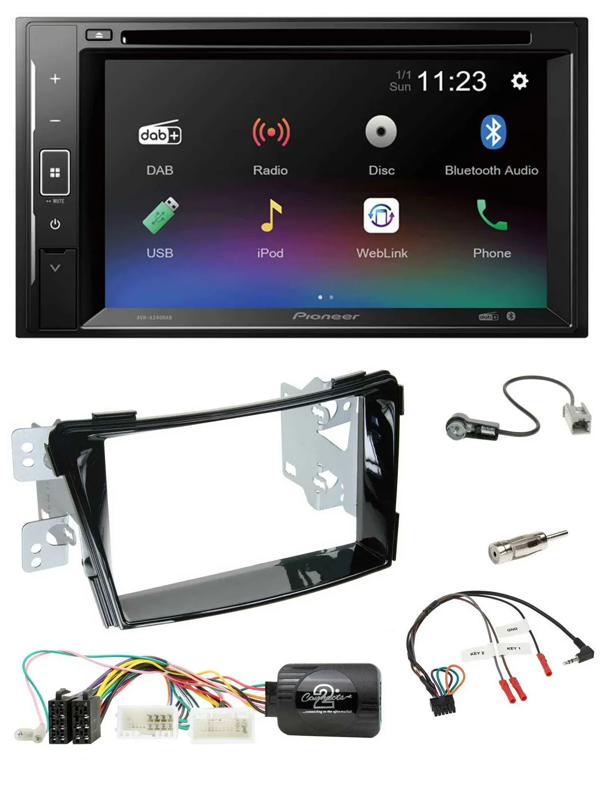 Pioneer Bluetooth Lenkrad USB 2DIN DAB DVD Autoradio für Hyundai i40 ab 2011 VF