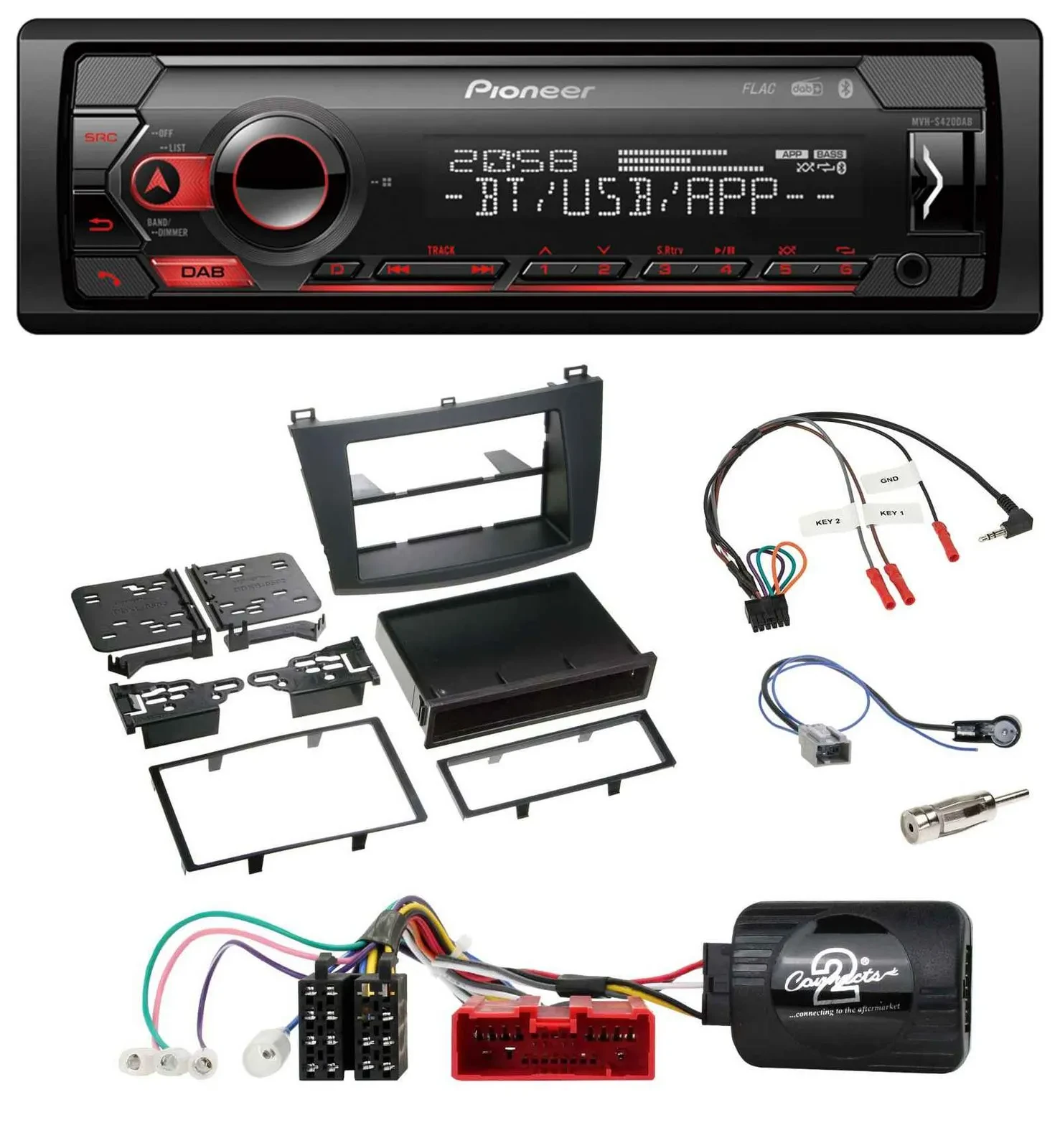 Pioneer Lenkrad USB DAB Bluetooth Autoradio für Mazda 3 2009-2013 analog