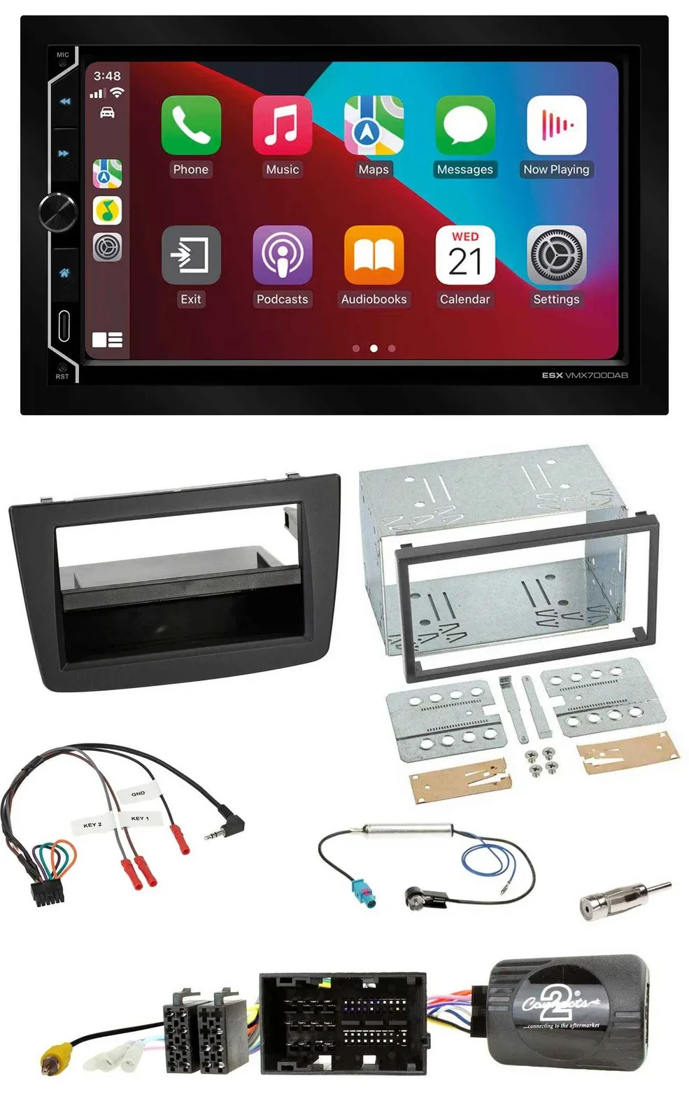 ESX 2DIN DAB USB Lenkrad Bluetooth Autoradio für Alfa Mito 14-18 schwarz