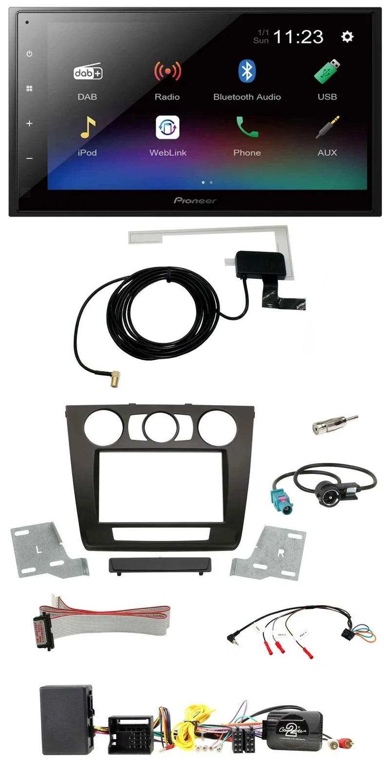 Автомагнитола для BMW 1 Series Pioneer 2DIN, DAB, Bluetooth, USB