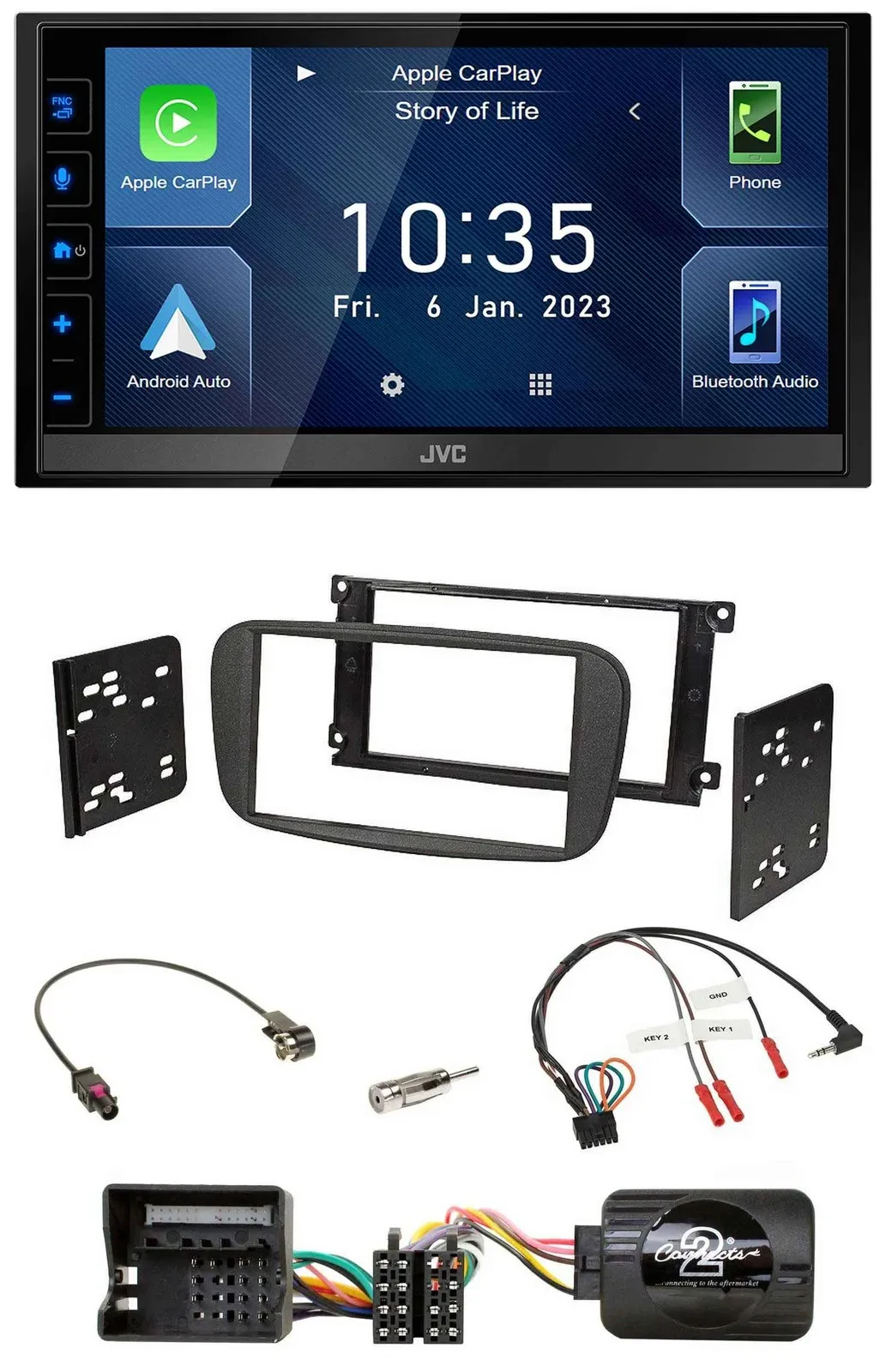 JVC DAB Bluetooth Lenkrad USB 2DIN Autoradio für Ford S-Max Mondeo 2007-2014 sch