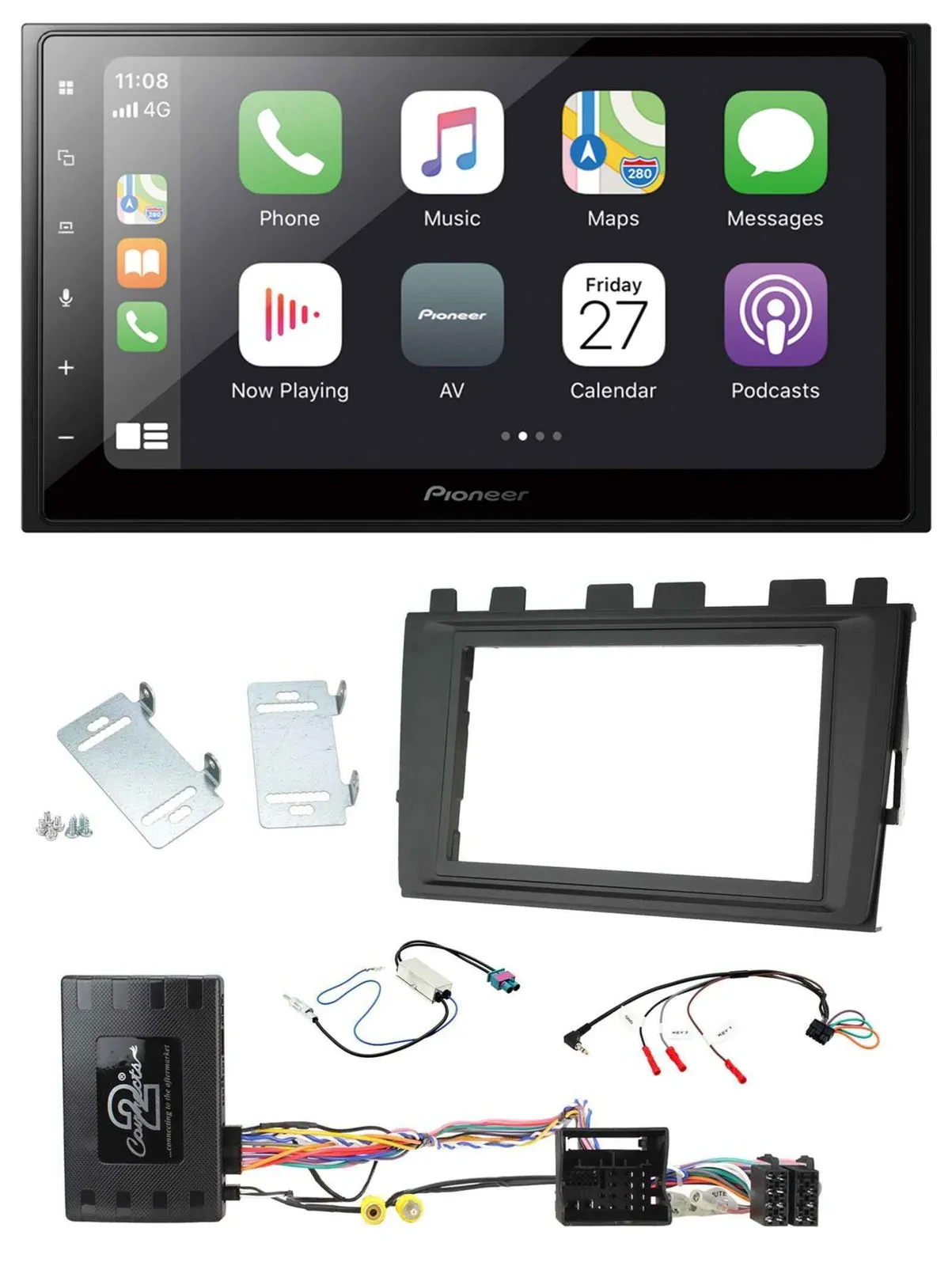 Pioneer Lenkrad Bluetooth DAB 2DIN USB Autoradio für VW Polo ab 2018 MIB II Info