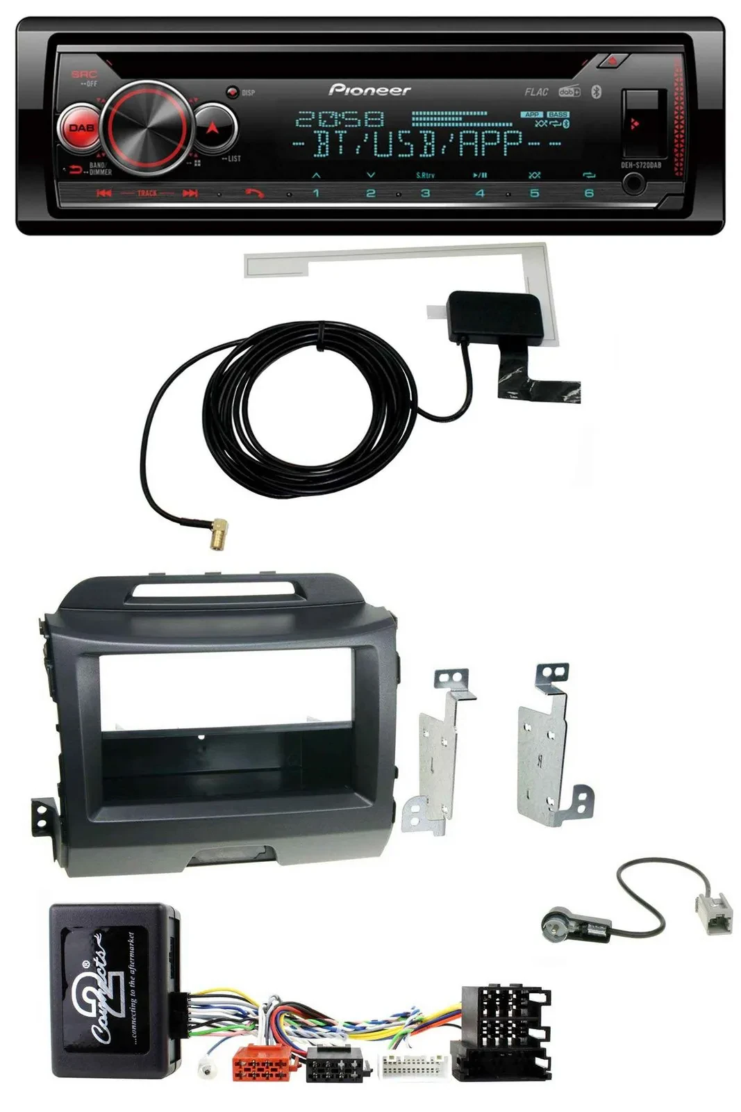 Автомагнитола для Kia Sportage 3 (2010–2015) Pioneer DAB, CD, USB, Bluetooth, поддержка управления с руля, с навигацией