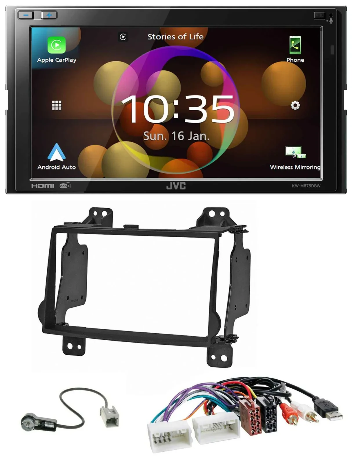 JVC DAB MP3 2DIN Bluetooth USB Autoradio für Hyundai H1 08-15 Aux-Eing. USB