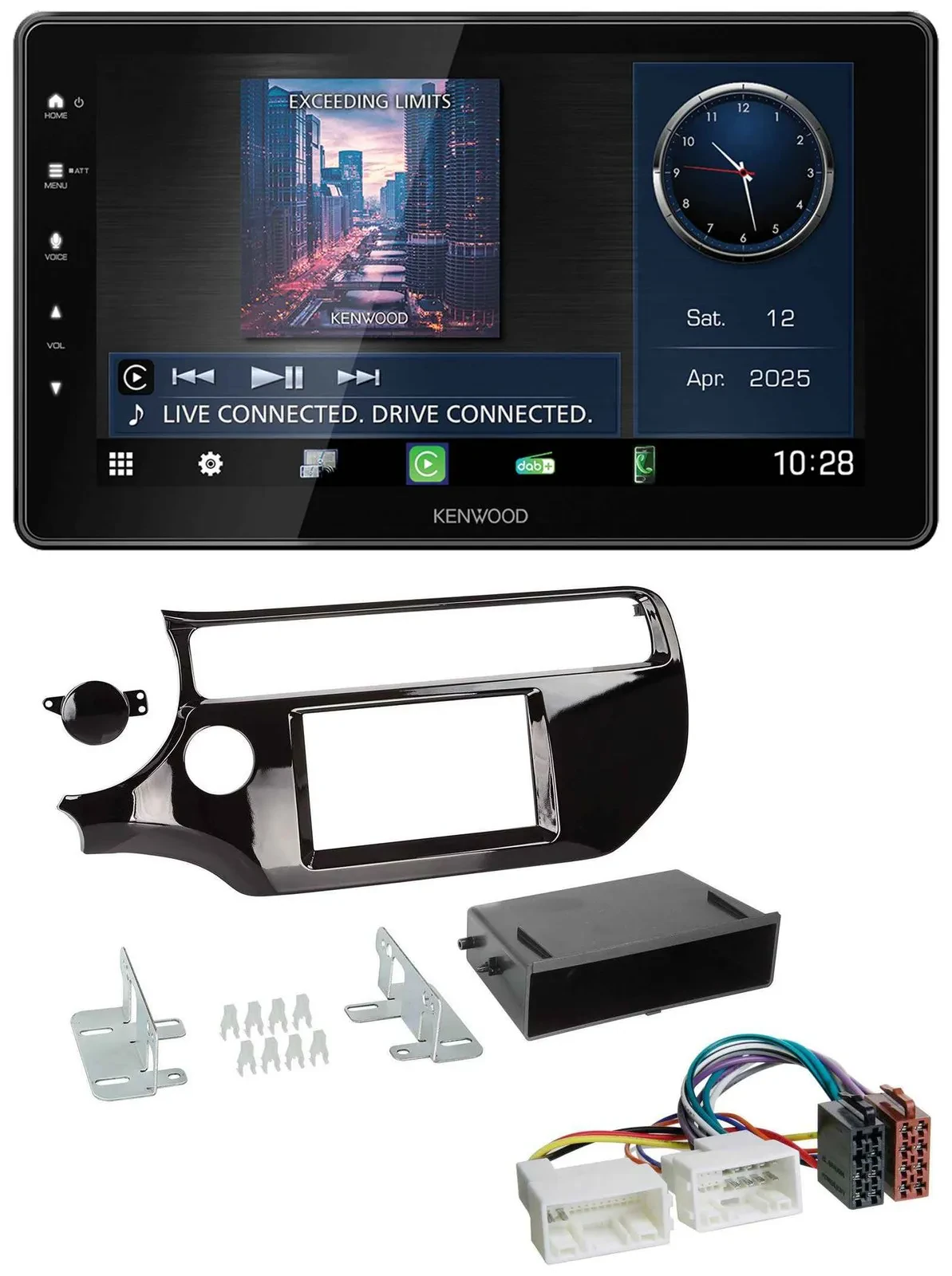 Kenwood MP3 Bluetooth USB DAB Autoradio für Kia Rio UB ab 2015 piano-schwarz