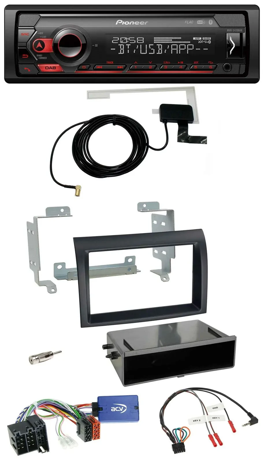 Автомагнитола Pioneer DAB, USB, Bluetooth для Fiat Ducato (2008–2011), черная, поддержка управления на руле