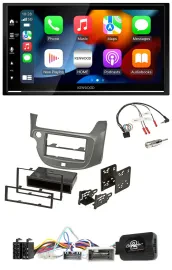 Kenwood DAB USB Bluetooth 2DIN Lenkrad Autoradio für Honda Jazz ab 2014 silber