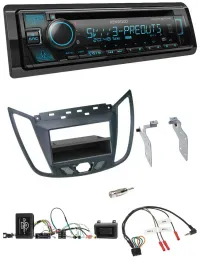 Автомагнитола Kenwood Bluetooth USB CD DAB с поддержкой управления с руля для Ford C-Max/Kuga, темно-серая