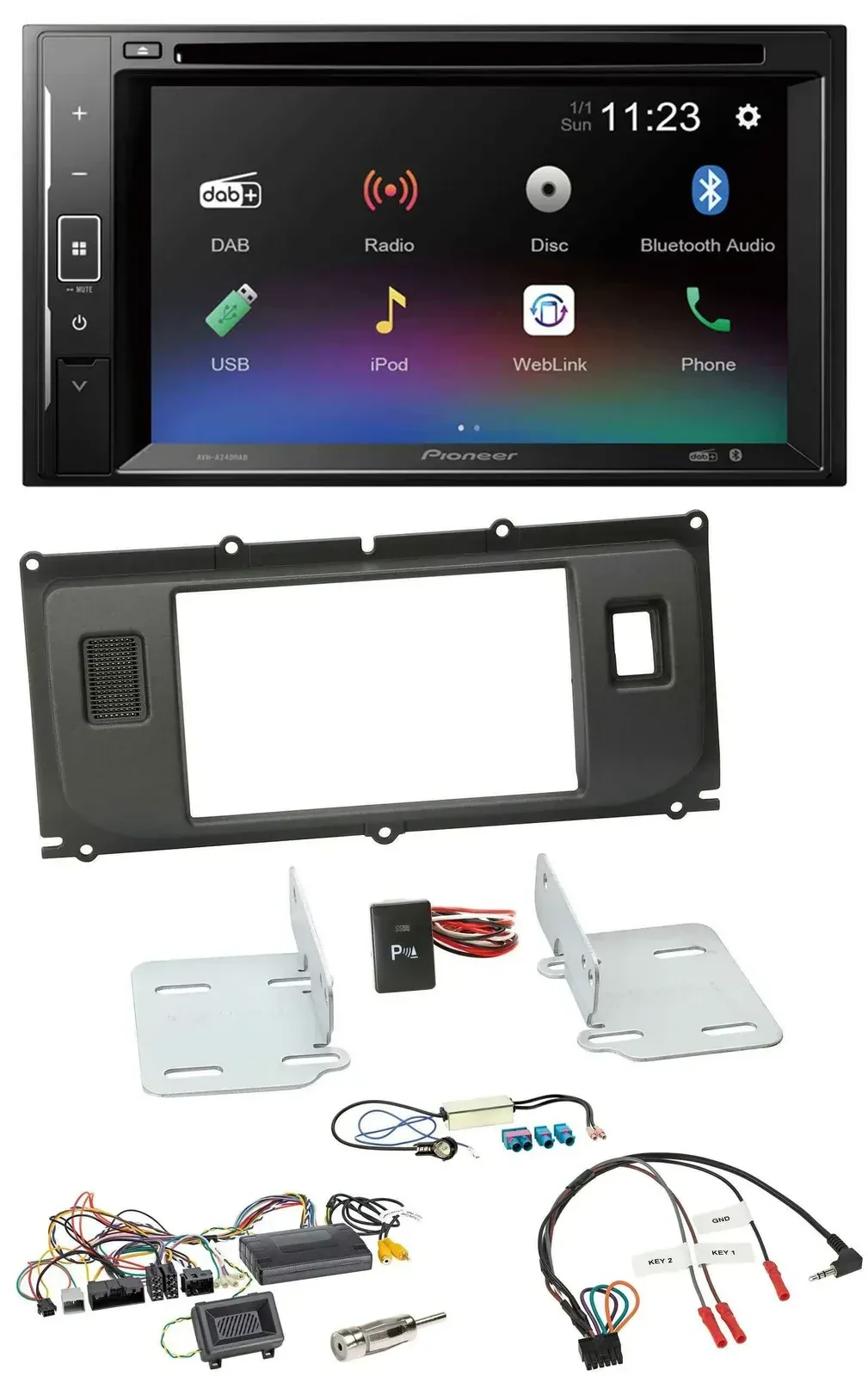 Автомагнитола Pioneer 2DIN Bluetooth USB DAB DVD с поддержкой управления на руле для Land Rover Evoque (2011-)