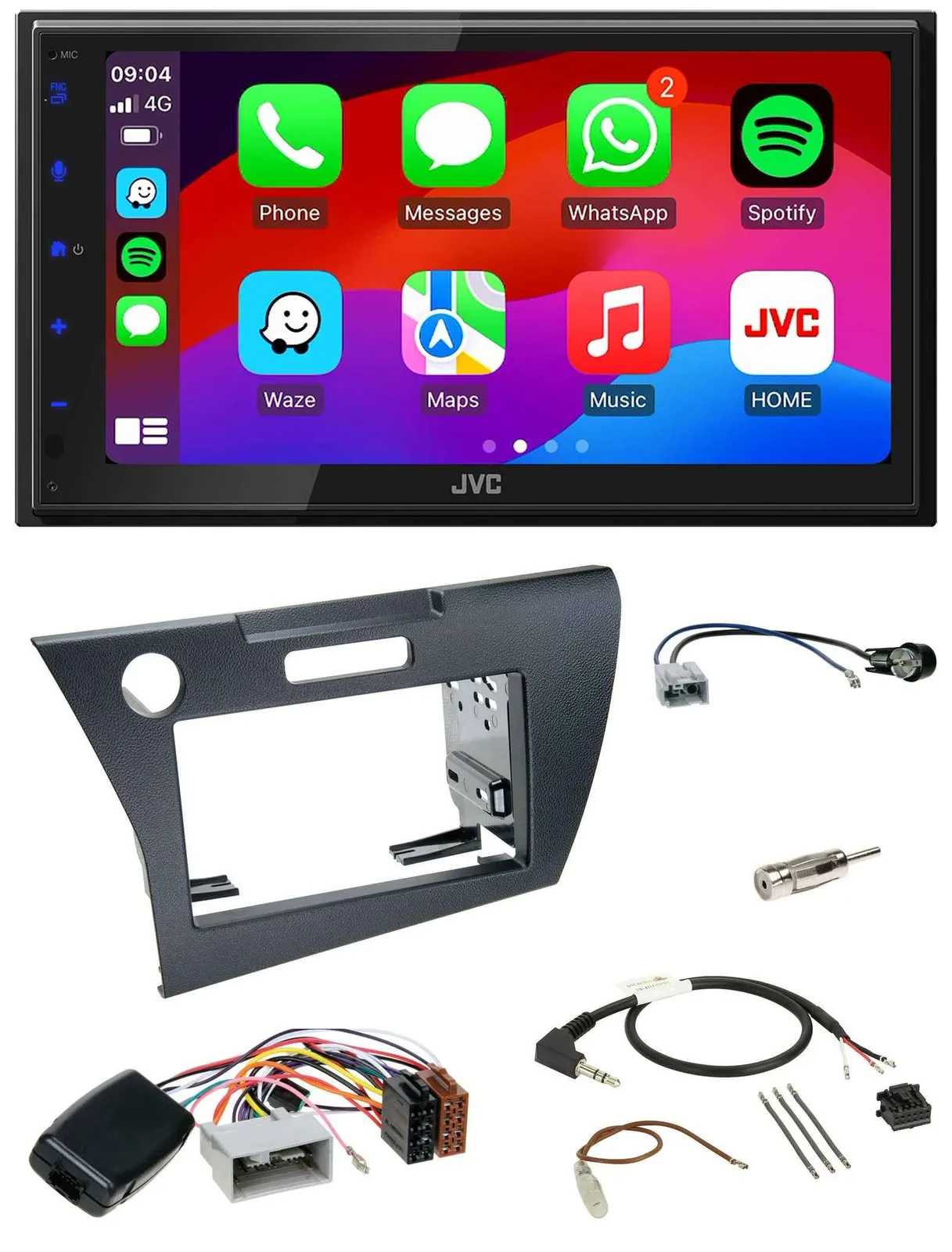 Автомагнитола для Honda CR-Z (2010–2013) JVC 2DIN DAB, Bluetooth, USB, поддержка кнопок на руле