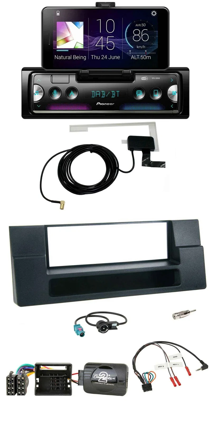 Pioneer DAB Bluetooth Lenkrad USB Autoradio für BMW 5er E39 X5 Quadlock Ablage