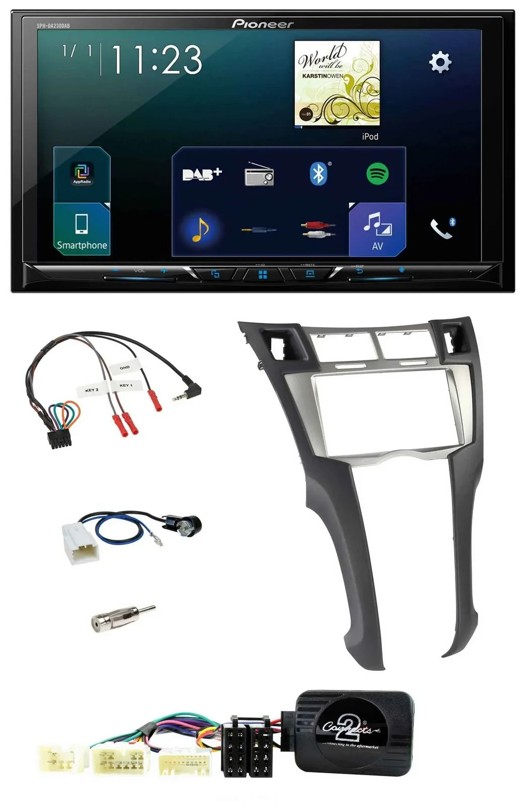 Автомагнитола для Toyota Yaris 2006–2011 Pioneer 2DIN, Bluetooth, USB, DAB, поддержка управления с руля