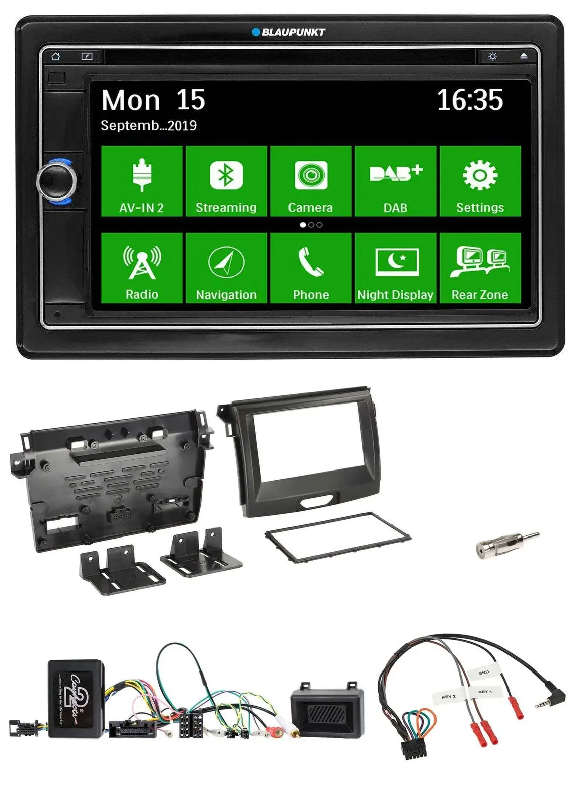 Blaupunkt Bluetooth 2DIN Lenkrad DAB USB TMC Navigation für Ford Ranger 2AB ab 0