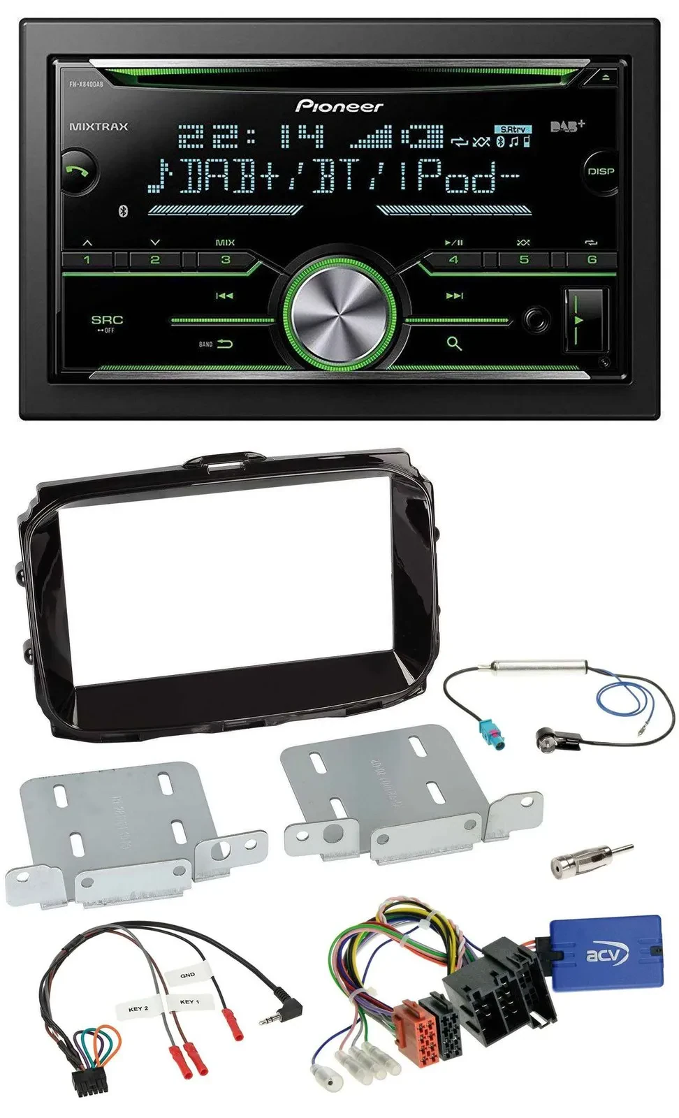 Автомагнитола Pioneer 2 DIN, Bluetooth, DAB, USB, CD, совместимость с кнопками на руле, для Alfa Romeo Giulietta (с 2013), ISO
