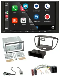 JBL USB 2DIN MP3 Bluetooth AUX Autoradio für Hyundai i10 2008-13 dunkelsilber