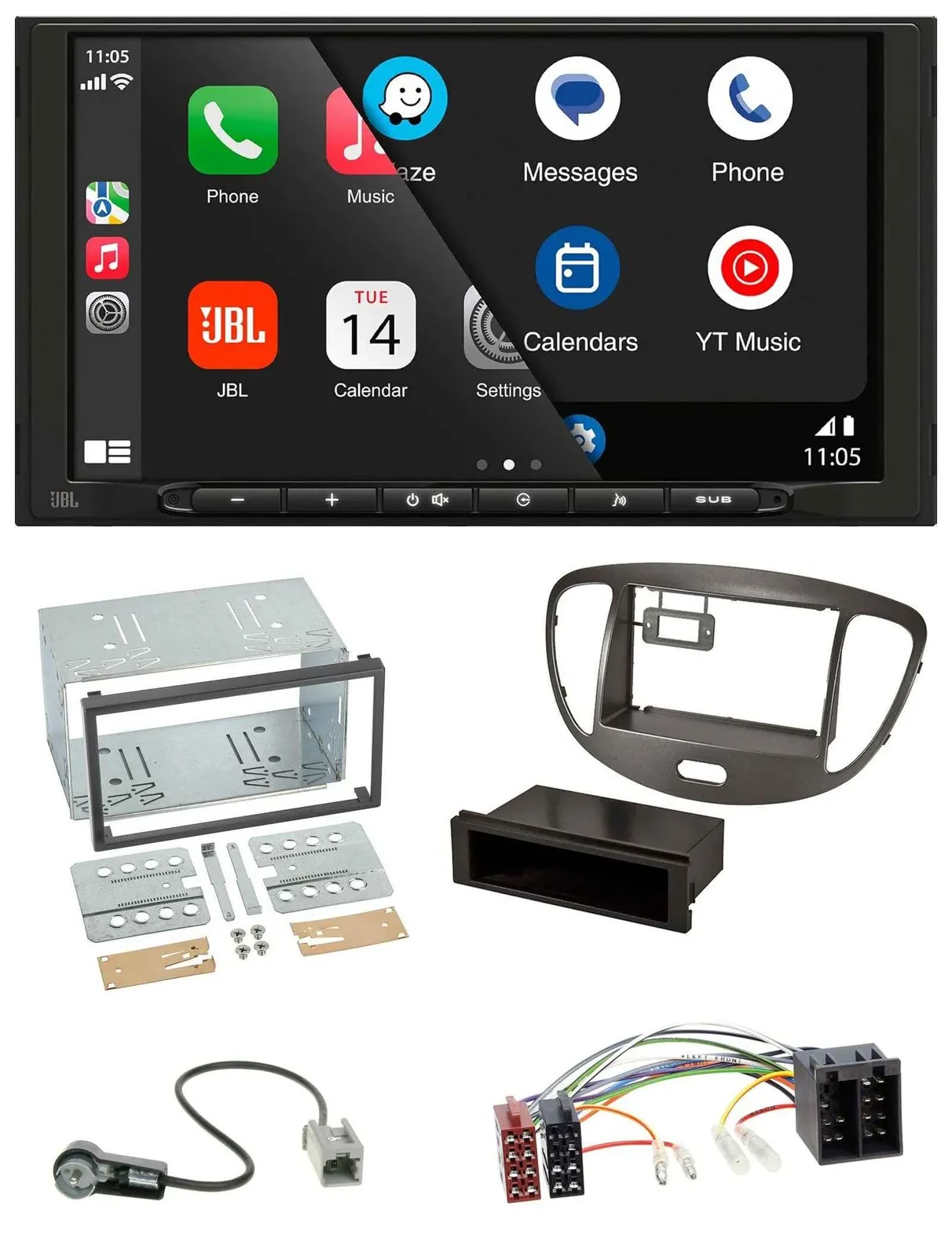 JBL USB 2DIN MP3 Bluetooth AUX Autoradio für Hyundai i10 2008-13 dunkelsilber