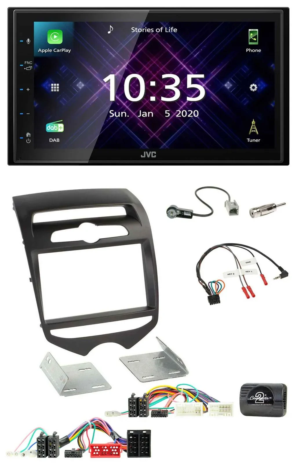 JVC DAB 2DIN Lenkrad Bluetooth USB Autoradio für Hyundai ix20 ab 2010 man. Klima
