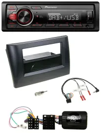 Автомагнитола Pioneer 1DIN, DAB, USB, для Fiat Stilo 2001–2007, черный, с нишей, поддержка управления с руля