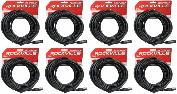 Микрофонный кабель Rockville RCXFM50P-B Black 15.25 м (8 штук)