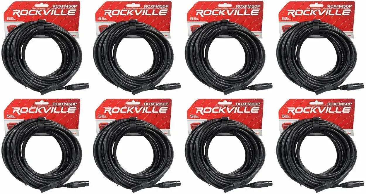 Микрофонный кабель Rockville RCXFM50P-B Black 15.25 м (8 штук)