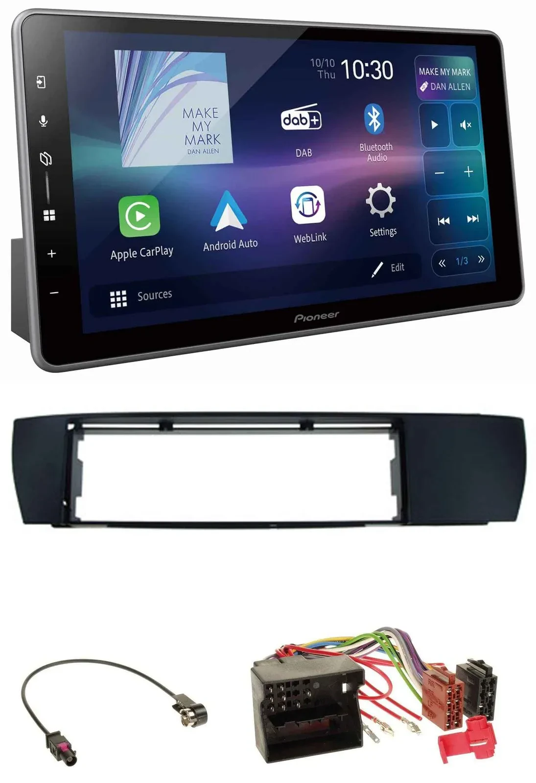 Pioneer Bluetooth USB DAB MP3 Autoradio für BMW X3 (E83 2004-2010) seitlich
