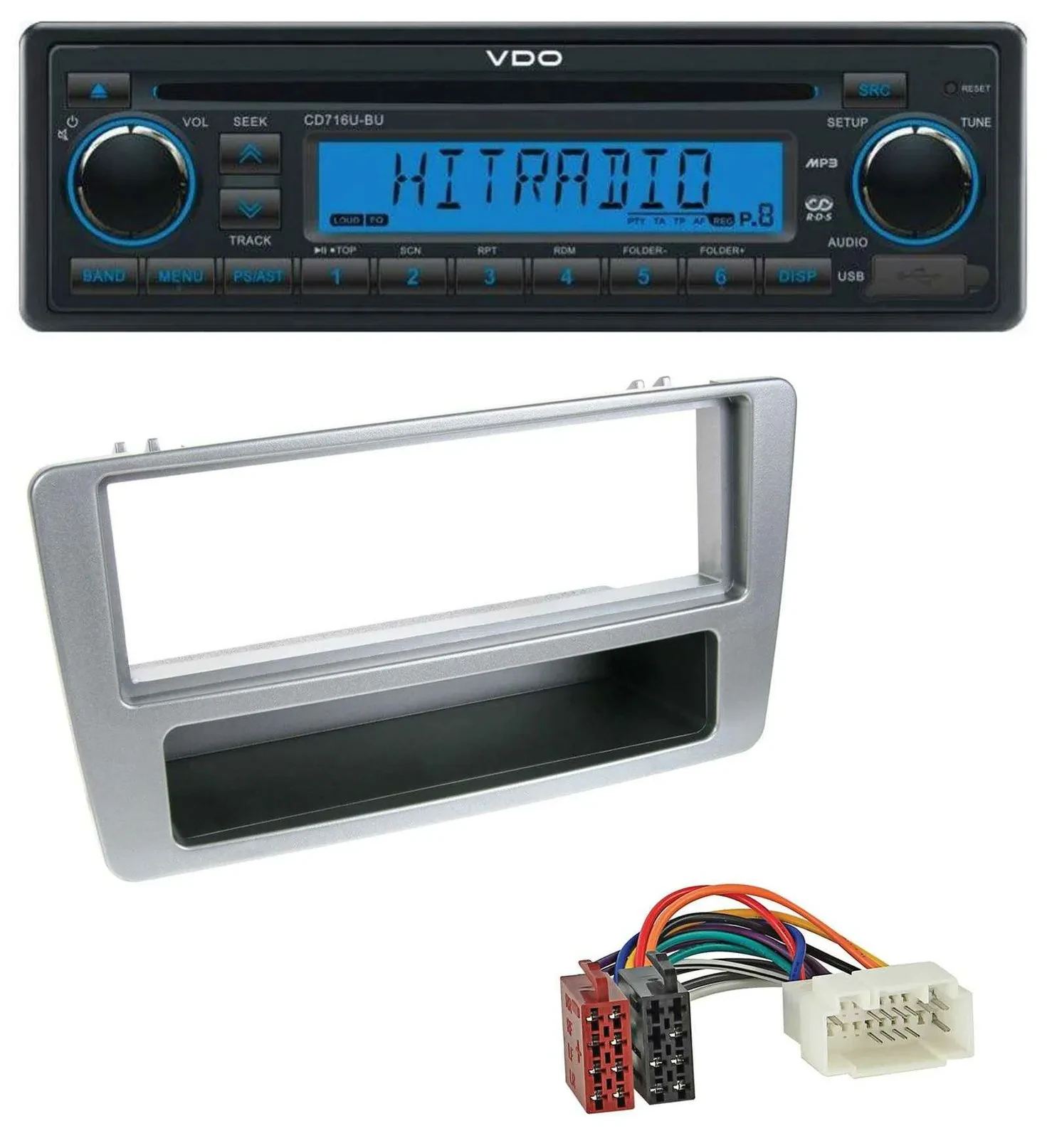 VDO AUX MP3 1DIN CD USB Autoradio für Honda Civic 01-03 silber man. Klima.