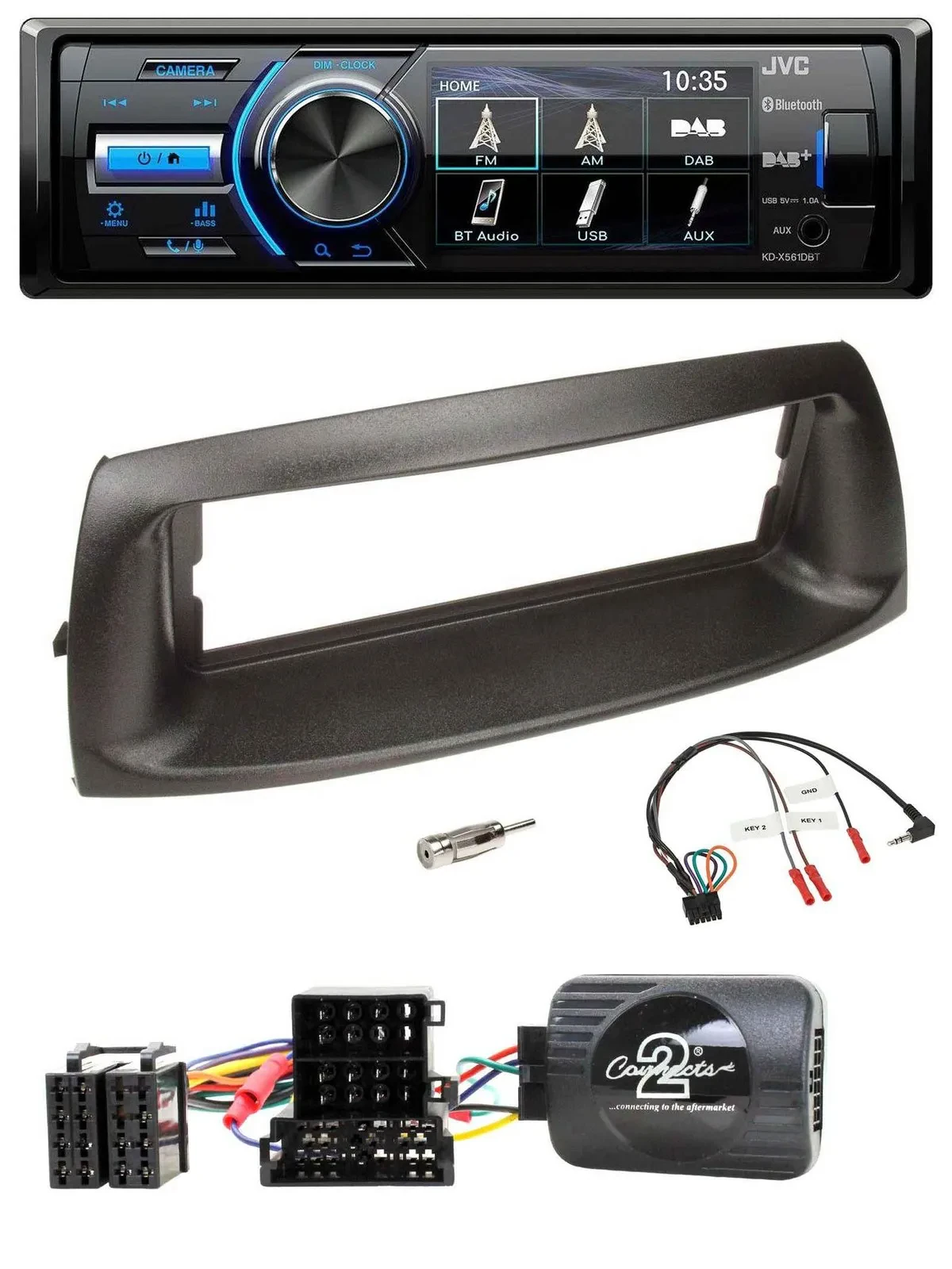 JVC Bluetooth Lenkrad USB DAB Autoradio für Fiat Punto 1999-2005