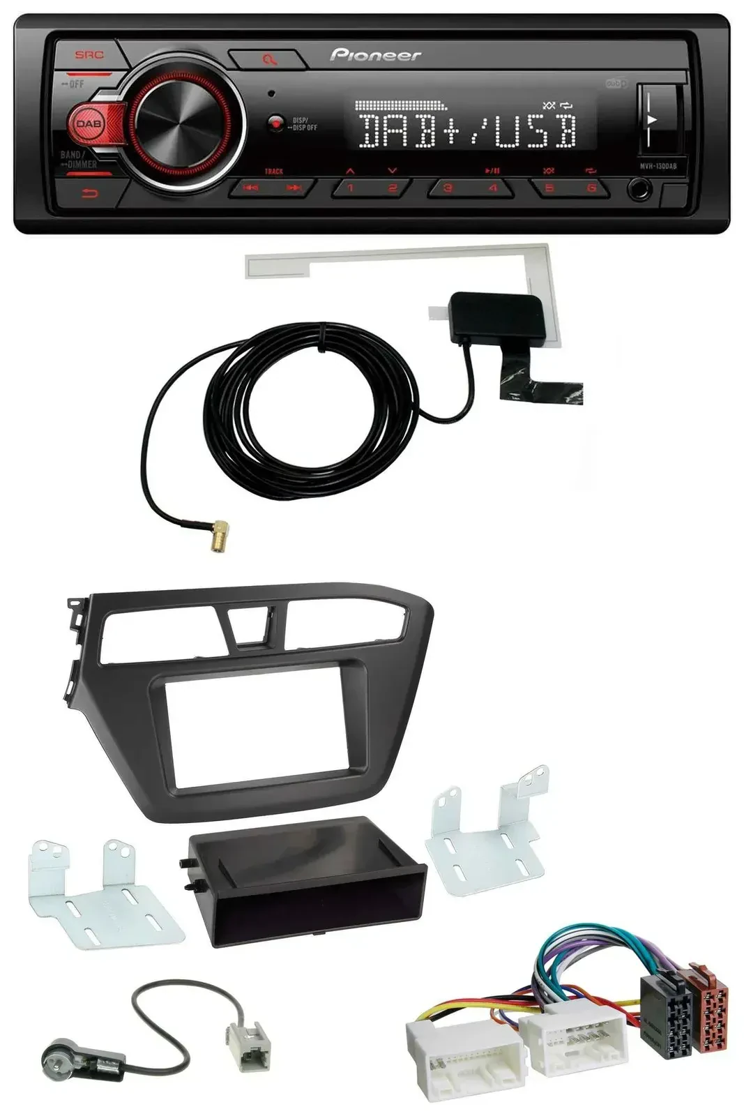 Автомагнитола Pioneer 1-DIN MP3 DAB USB AUX для Hyundai i20 (2014–2020)