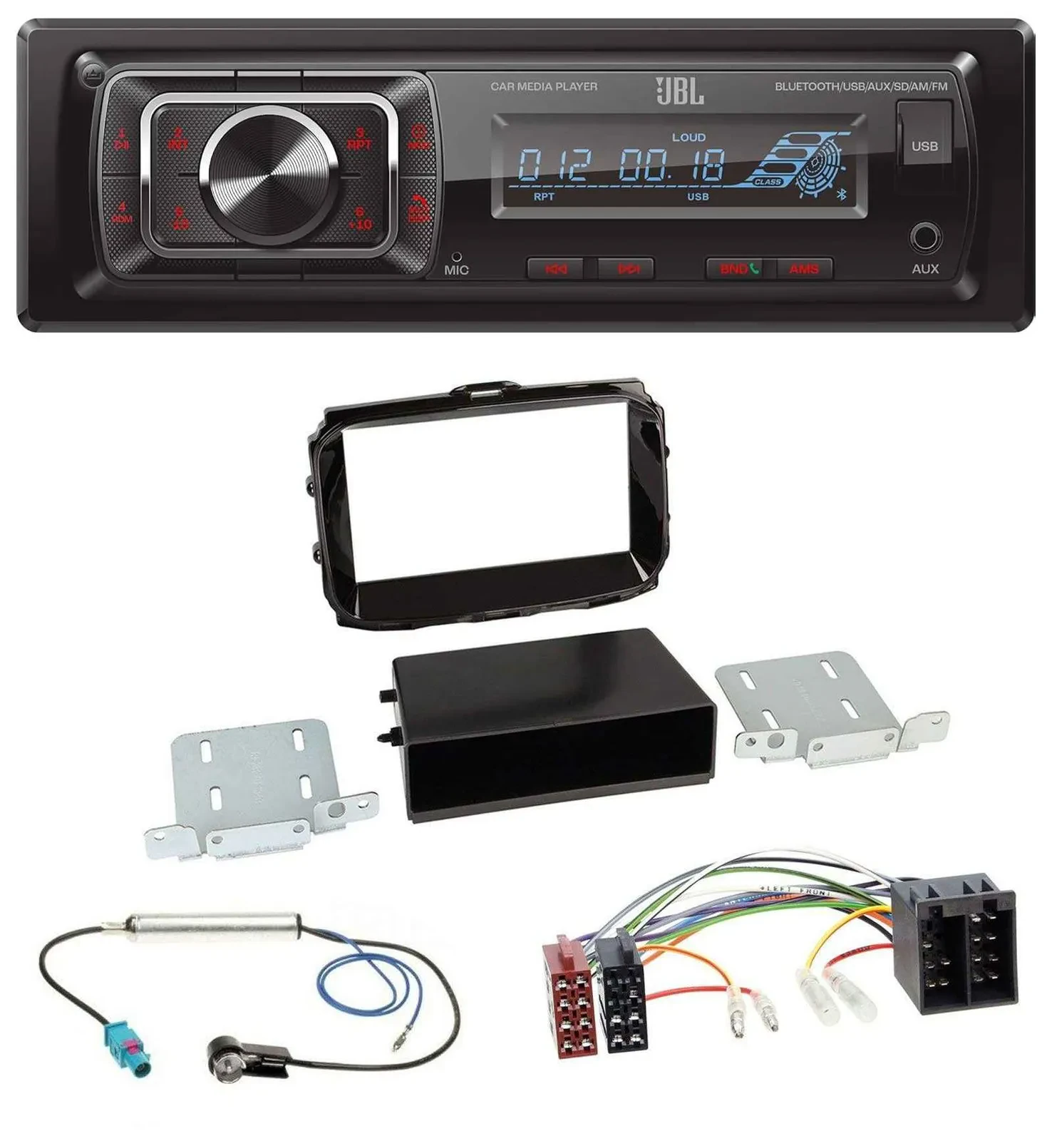 JBL SD AUX MP3 USB Bluetooth Autoradio für Alfa Giulietta ab 2013 ISO piano-schw