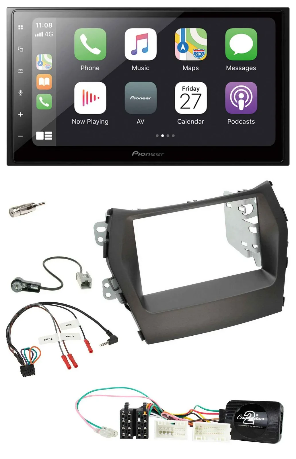Pioneer Lenkrad Bluetooth DAB 2DIN USB Autoradio für Hyundai Santa Fe ab 2012 oh