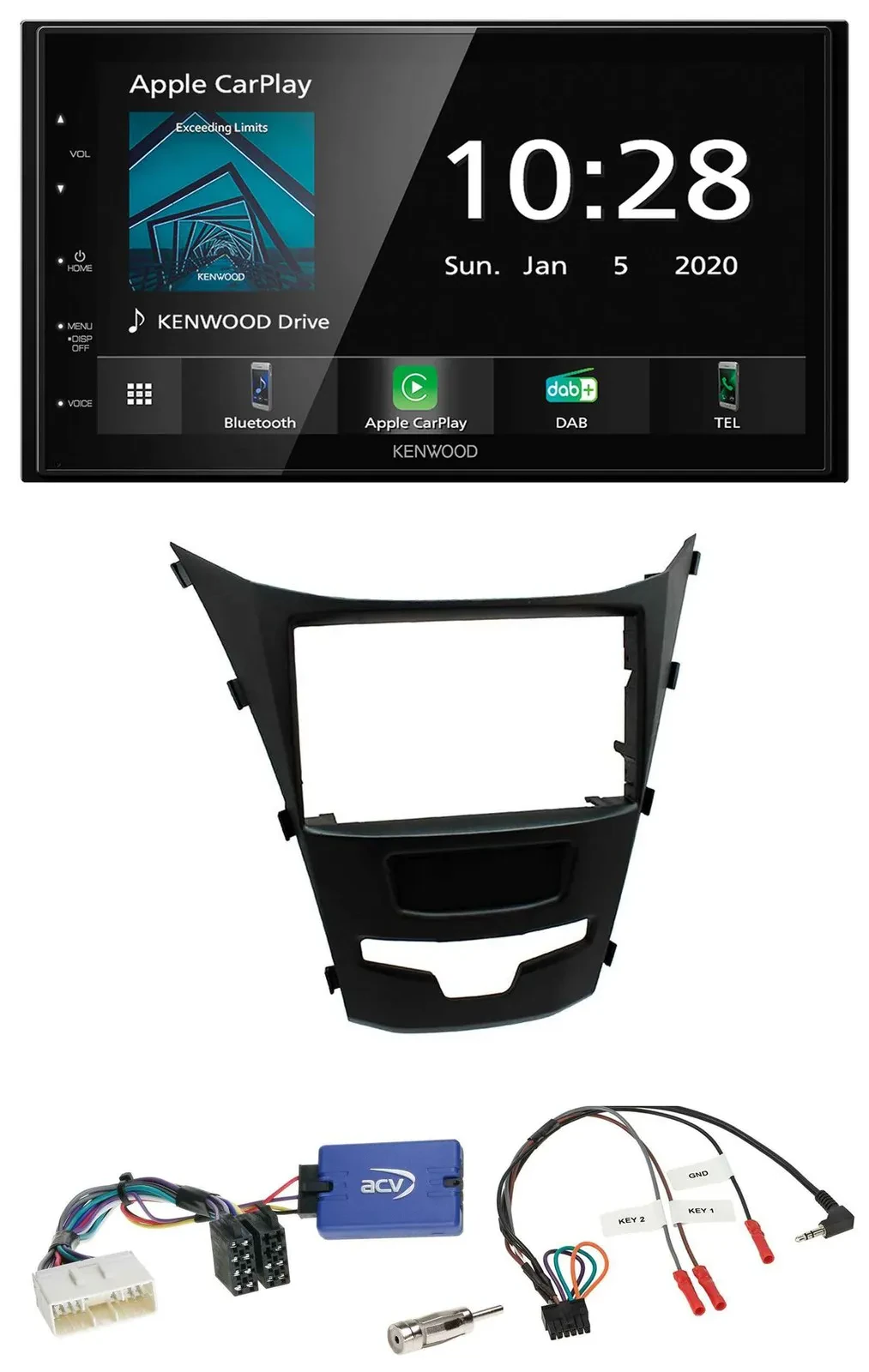 Kenwood Bluetooth Lenkrad DAB USB 2DIN Autoradio für SSangYong Korando ab 13 Tas