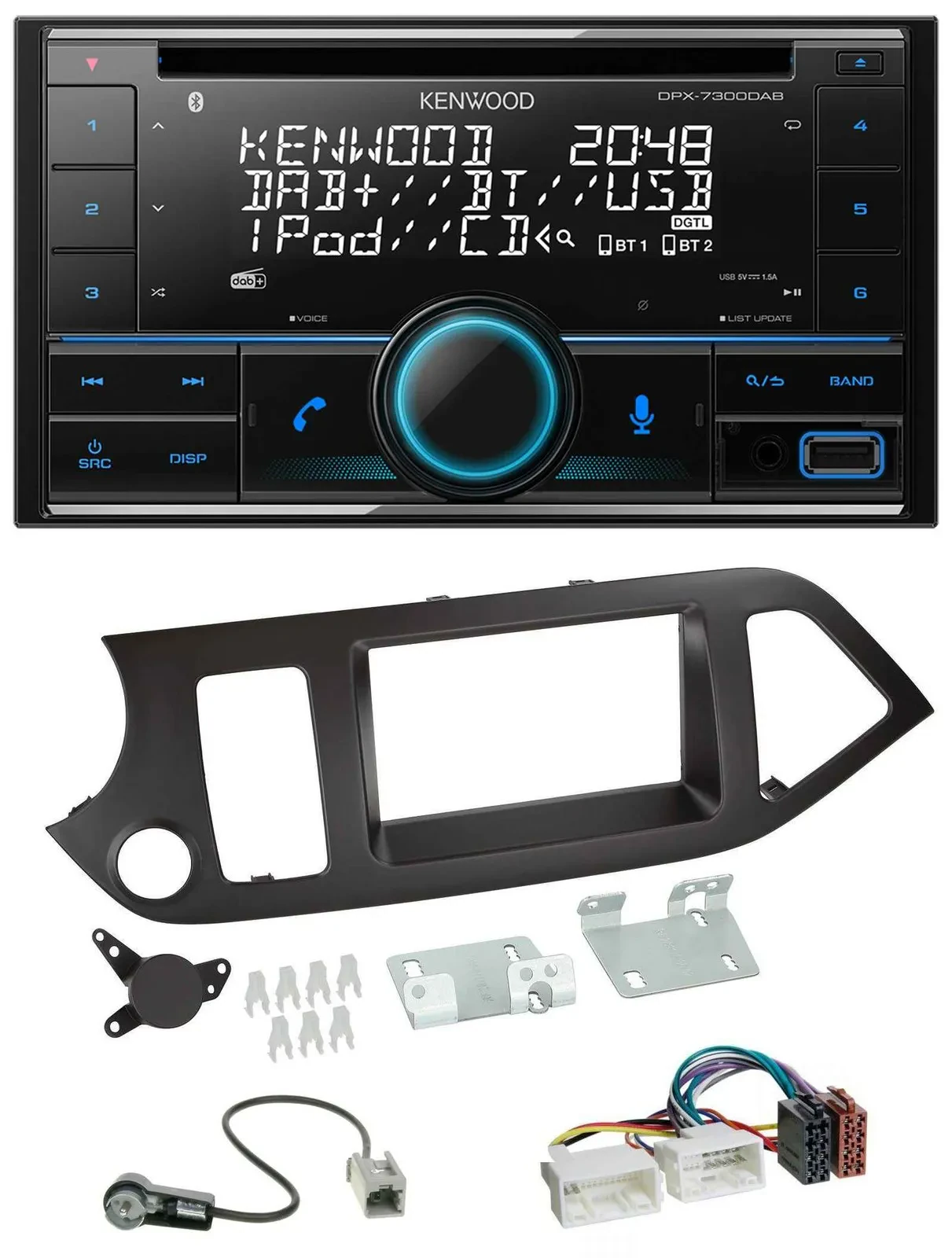 Kenwood CD 2DIN DAB USB MP3 Bluetooth Autoradio für Kia Picanto ab 11 ohne Start
