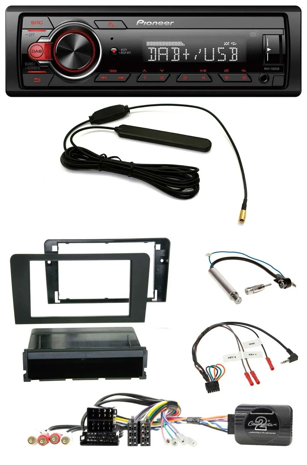 Автомагнитола Pioneer 1-DIN MP3 DAB USB для Audi A3 8P 2003-2006, ISO, поддержка управления с руля