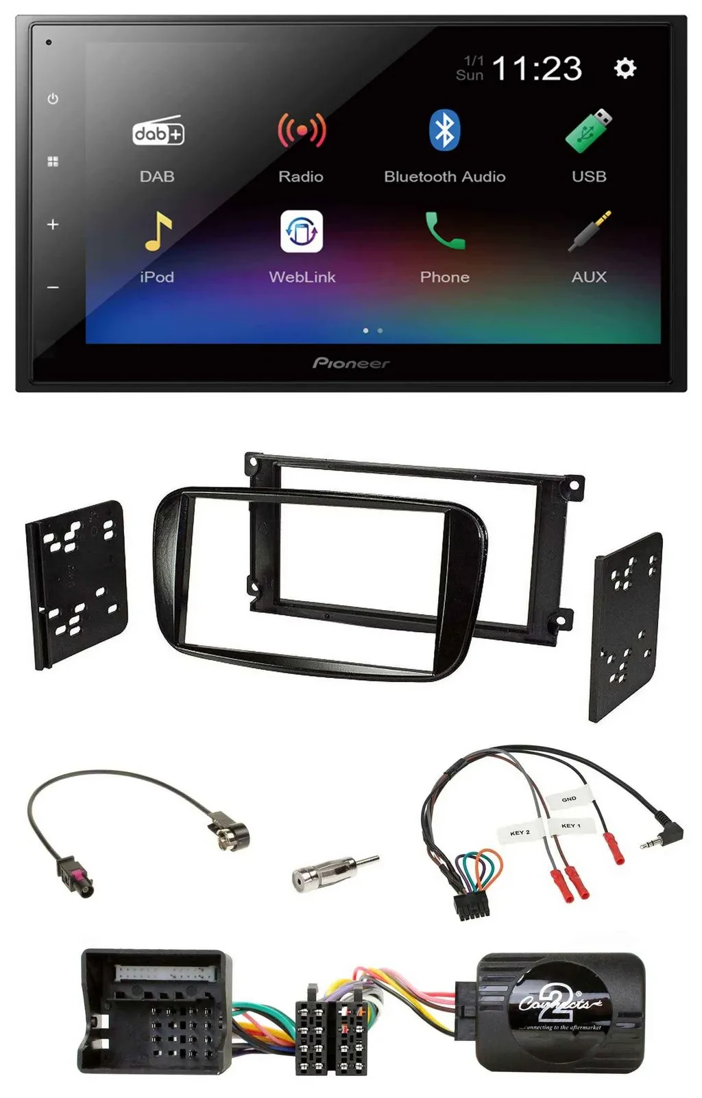 Pioneer USB Bluetooth DAB 2DIN Lenkrad Autoradio für Ford C-Max Focus Galaxy glä