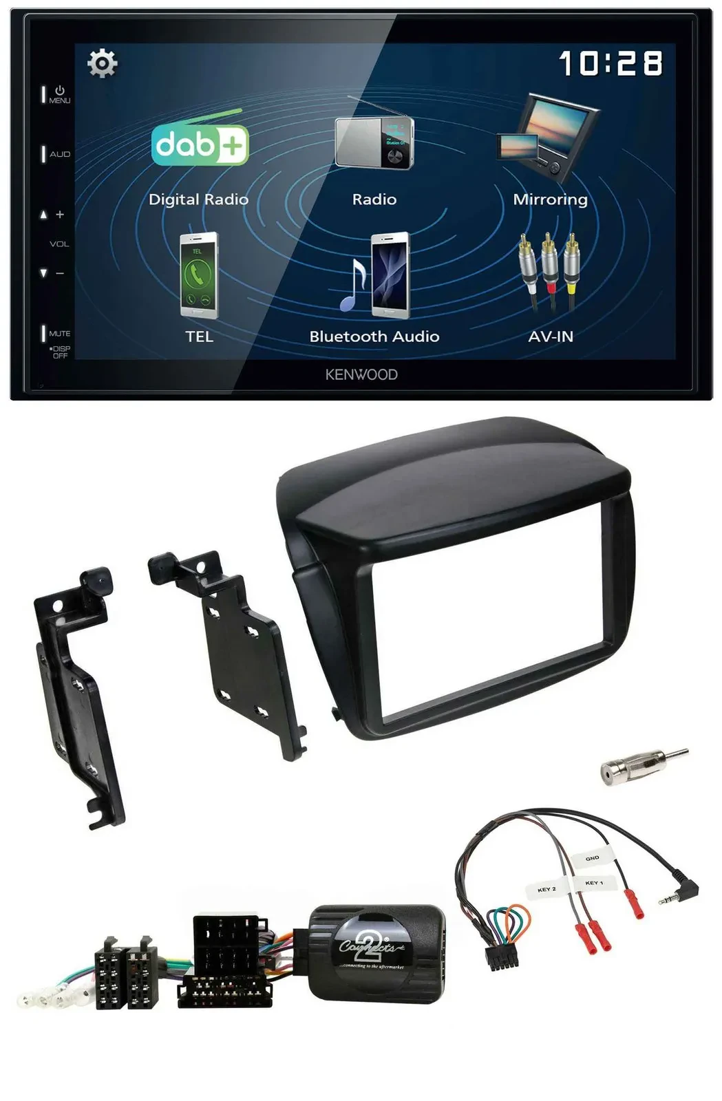 Kenwood 2DIN Bluetooth Lenkrad USB DAB Autoradio für Fiat Doblo ab 2010 Opel Com