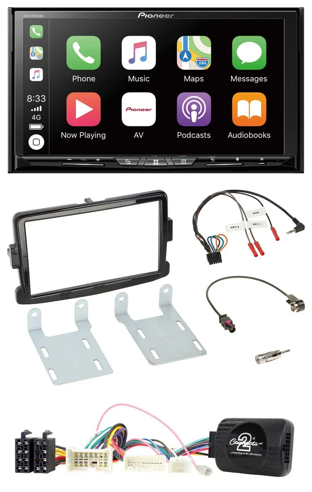 Автомагнитола Pioneer 2-DIN USB DAB DVD Bluetooth для Dacia Sandero (с 2013) с управлением с кнопок на руле