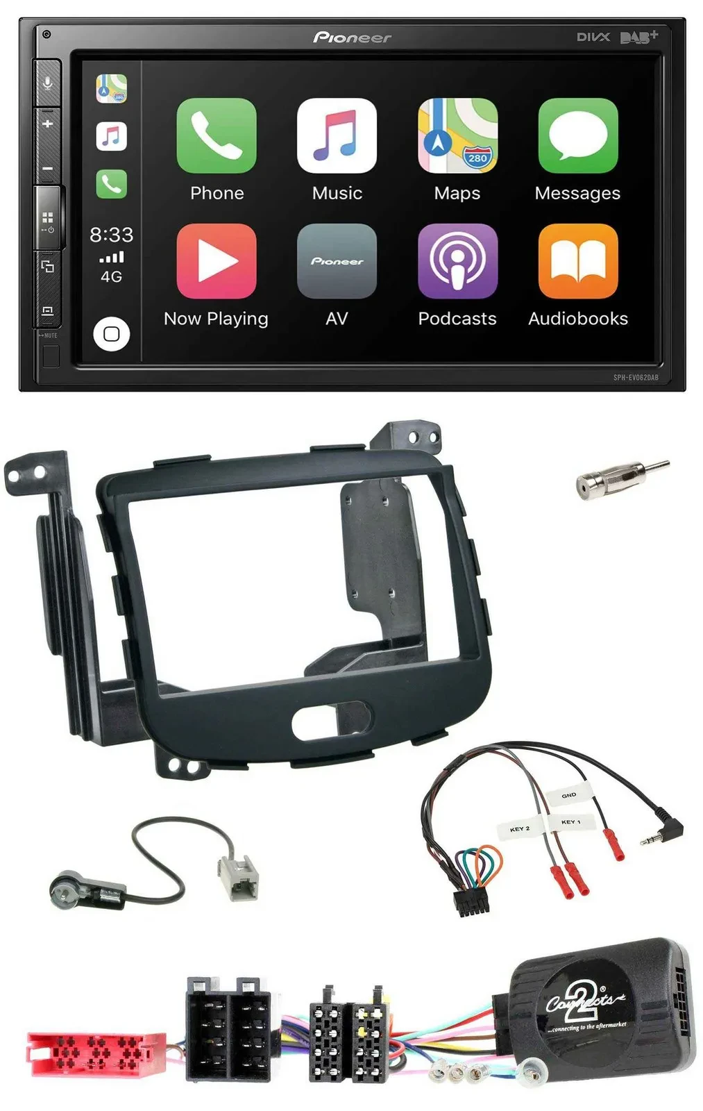 Pioneer USB Lenkrad DAB 2DIN Bluetooth Autoradio für Hyundai i10 09-13 Rubber To