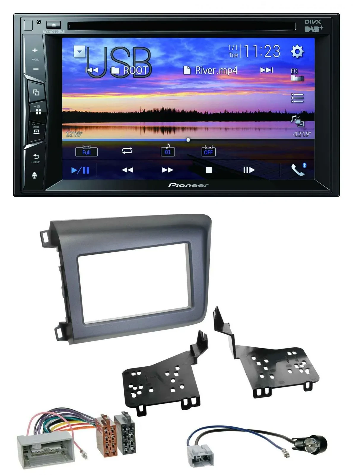 Автомагнитола Pioneer 2-DIN Bluetooth USB DVD DAB MP3 для Honda Civic (US) 2012