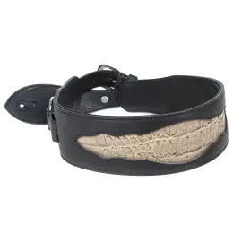 Fame Garment Leder-Gitarrengurt, Snakeskin Schwarz, 1400mm, 70mm, Bass, Gitarre