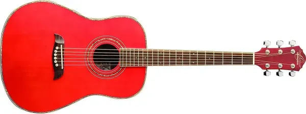 Oscar Schmidt Model OG1TR Transparent Red 3/4 Size Dreadnought Acoustic - NEW