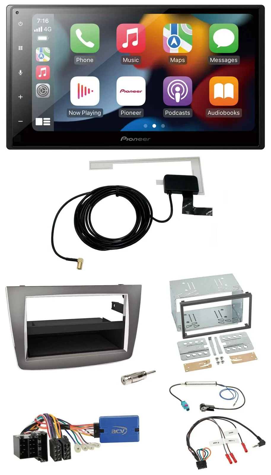 Автомагнитола Pioneer 2DIN USB Bluetooth DAB для Alfa Romeo Mito (2013–2018, тип 955), совместимая с кнопками на руле