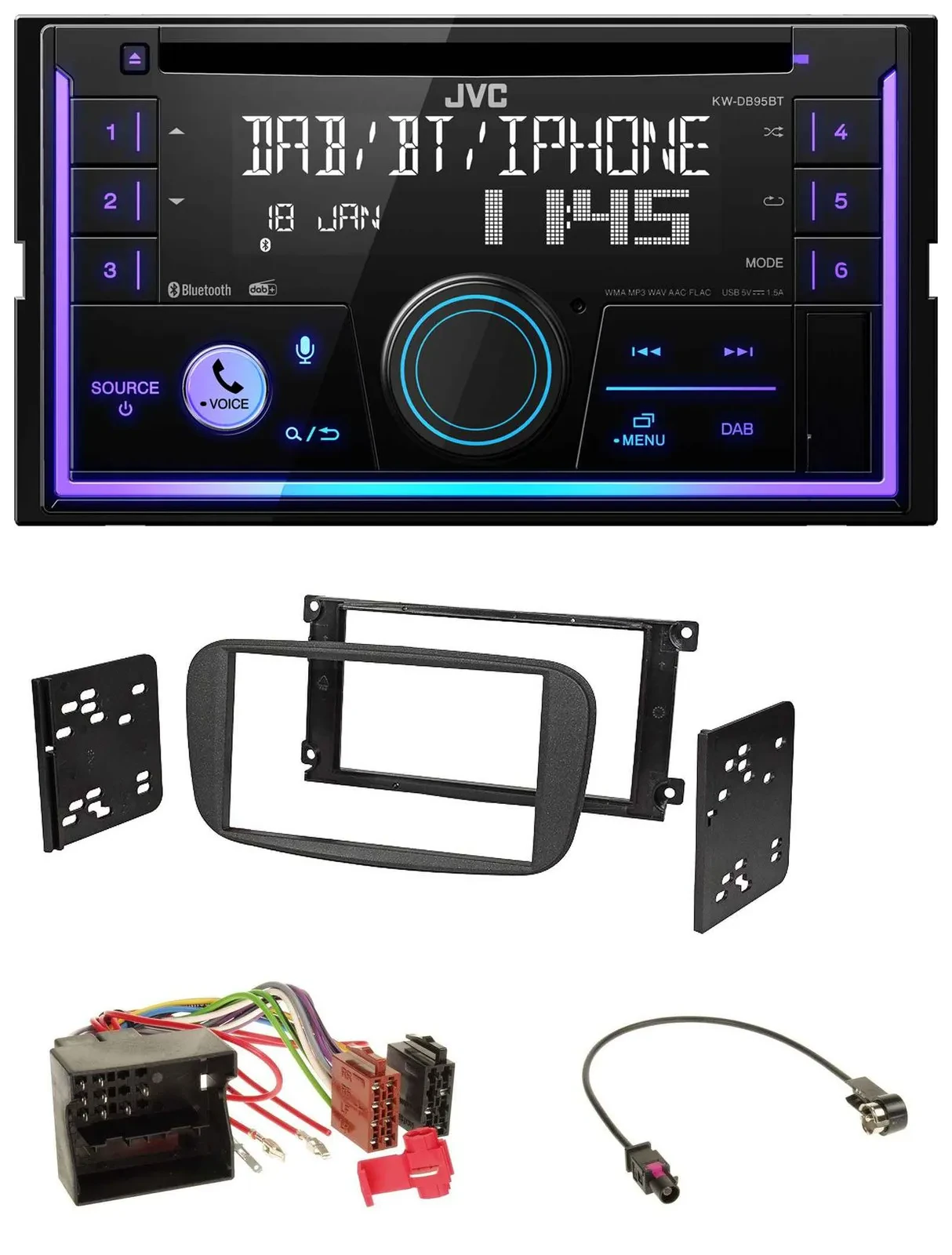 JVC MP3 USB 2DIN DAB Bluetooth CD Autoradio für Ford Focus C-Max Galaxy ab 2007