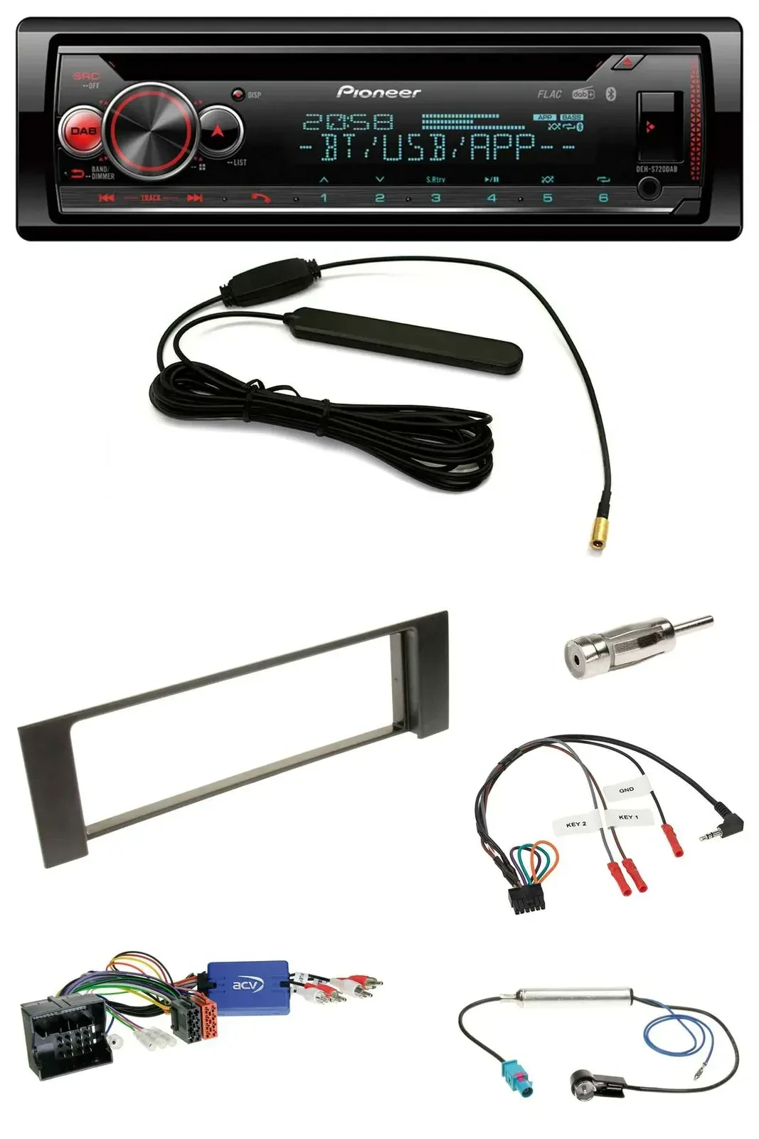 Pioneer USB DAB Lenkrad Bluetooth CD Autoradio für Audi A4 00-04 B6 Quadlock Fak