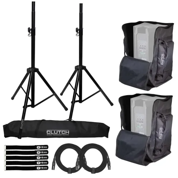 Pro Audio DJ Universal 15" Speaker Padded Tote Bags w Tripod Speaker Stands Pack