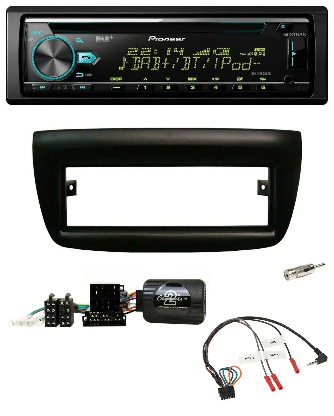 Pioneer DAB Lenkrad CD USB Bluetooth Autoradio für Fiat Doblo 2012-2015 schwarz