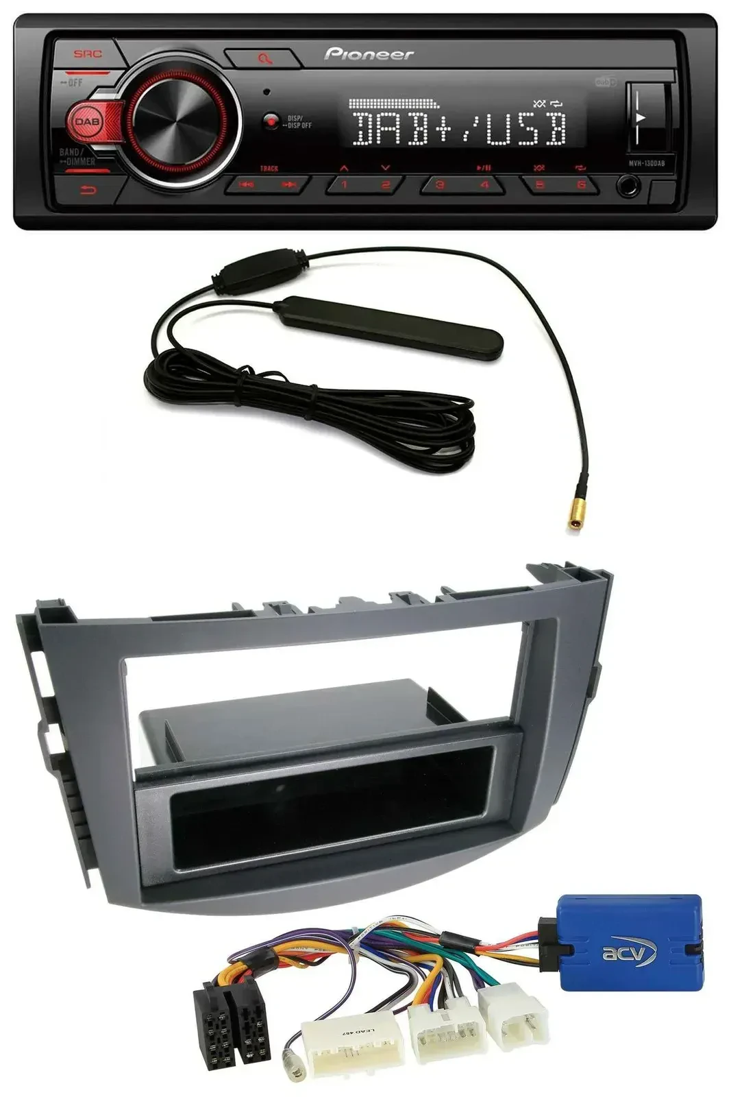 Автомагнитола Pioneer 1-DIN MP3 DAB AUX USB для Toyota RAV4 (2011–2013), 28-pin
